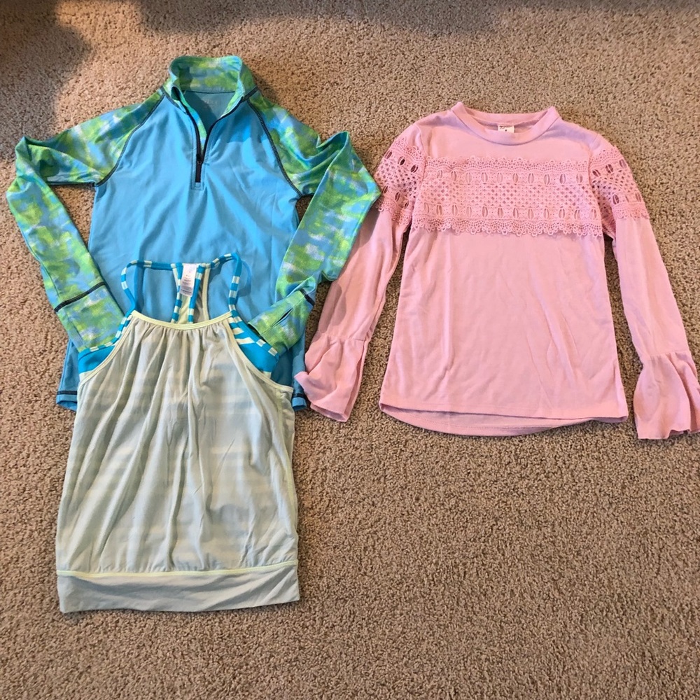 3 Pieces 1 Ivivva tank top 1 BCG Top 1 Pink Top 10